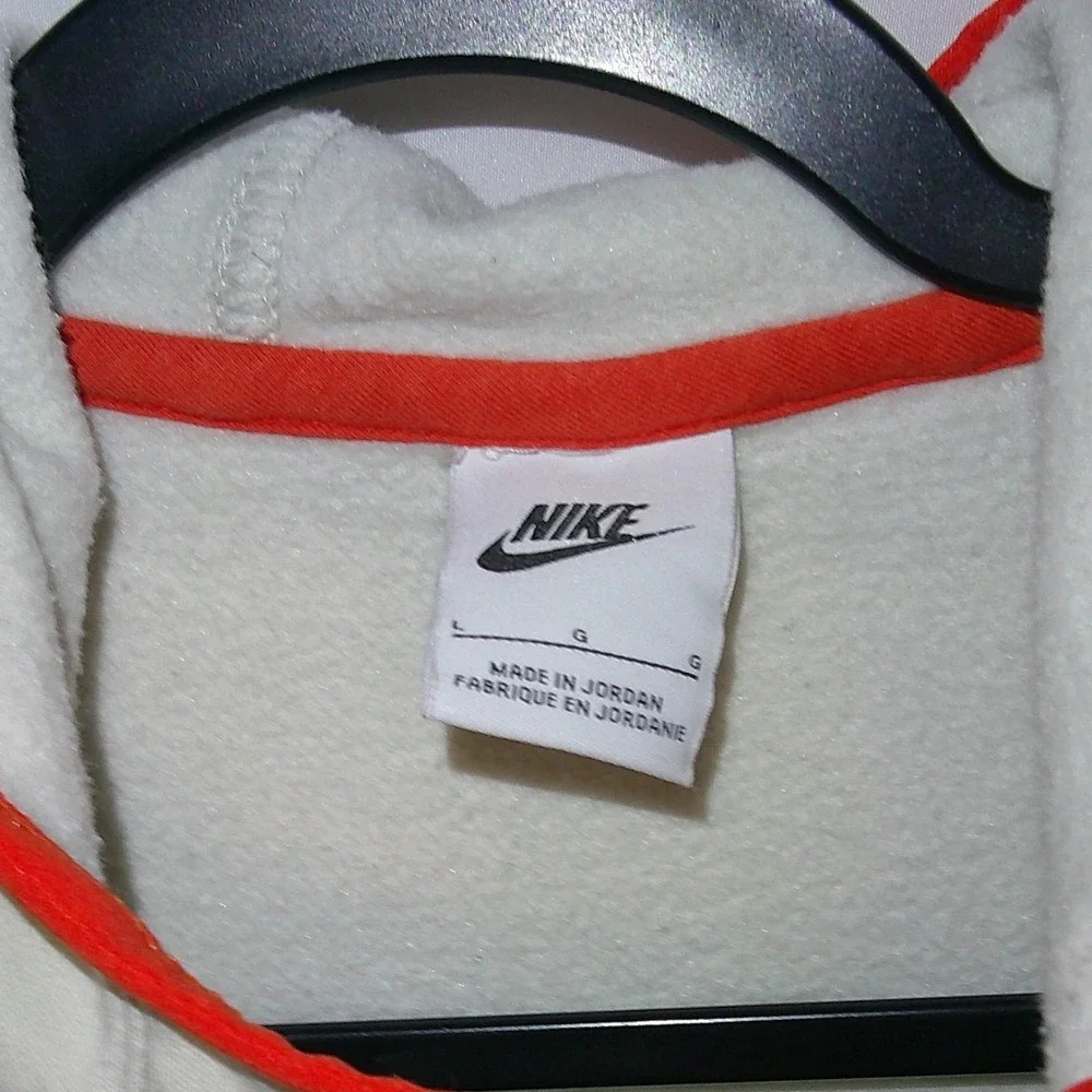 Vintage Nike Hoodie Kids L Orange‎ & White Pullover Sweatshirt Athletic Apparel